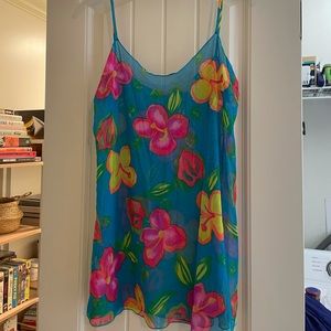 Vintage 90s 80s hibiscus swim cover up